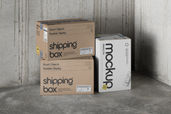 Delivery Cardboard Shipping Packaging Box Mockup Isometric View