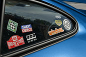 Glossy Window Decal Sticker Mockup For Brands Blue Car