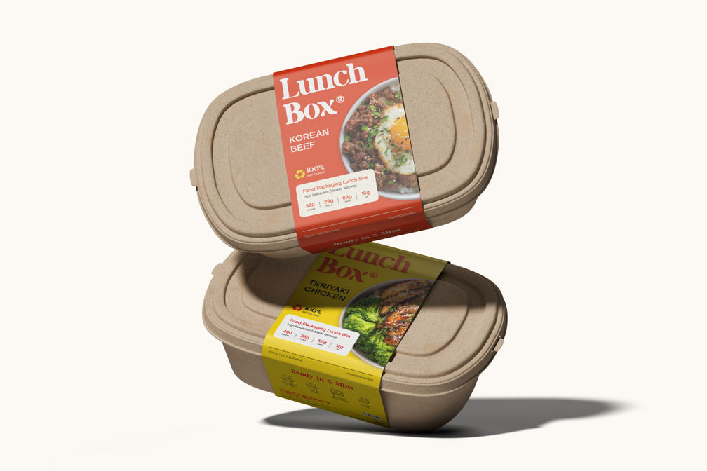 Kraft Lunch Box Food Packaging Mockup For Branding Isometric View