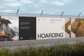 Outdoor Construction Site Hoarding Barrier Mockup Left Side View