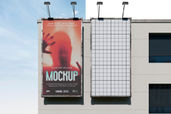 Outdoor Urban Advertising Movie Billboard Mockup Front View