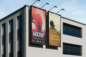 Outdoor Urban Advertising Movie Billboard Mockup Left Side View