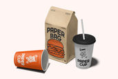 Restaurant Delivery Takeaway Packaging Mockup Isometric View