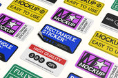 Rounded Rectangle Badge Sticker Mockup View 2