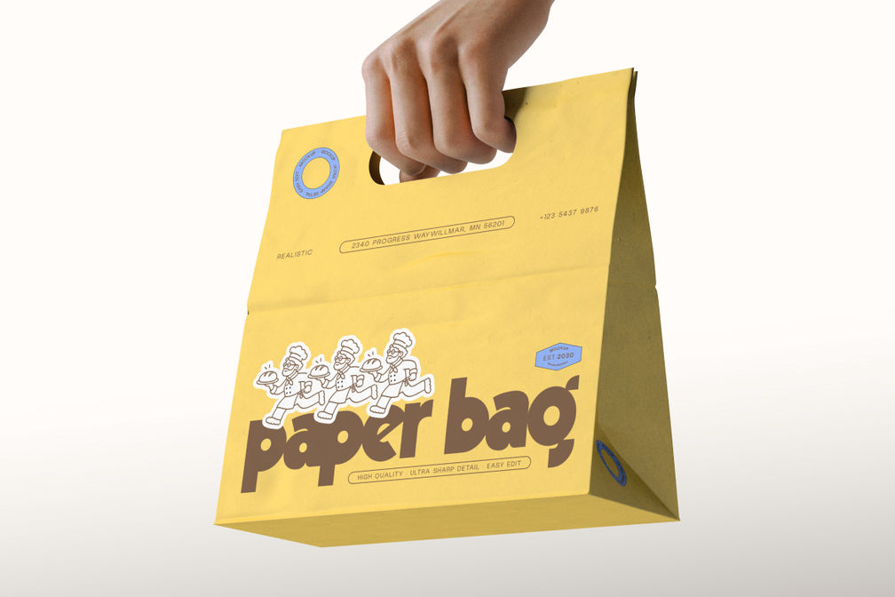 Takeaway Bakery Paper Bag Branding Mockup View 3