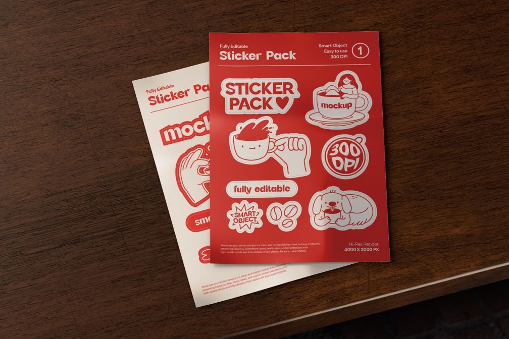 Cartoon Sticker Sheet Mockup For Branding Preview 1