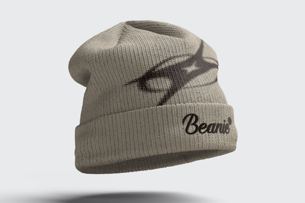 Embroidery Knit Beanie Hat Mockup For Apparel Preview 3
