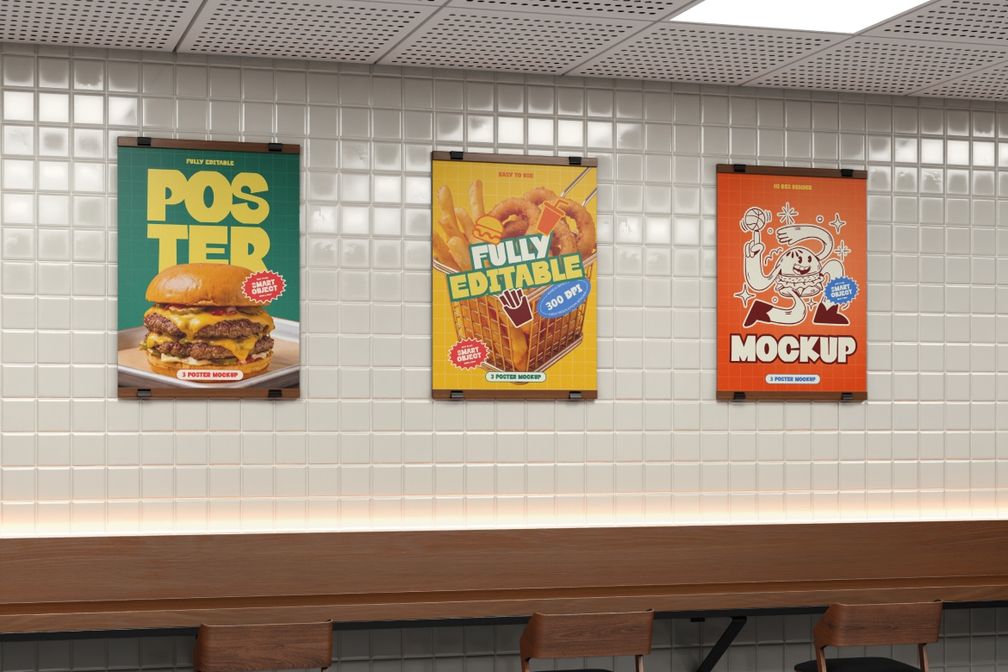 Fast Food Restaurant Poster Mockup For Branding Preview 3