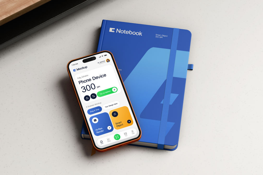Notebook And Iphone Apps Screen Mockup For Device 1