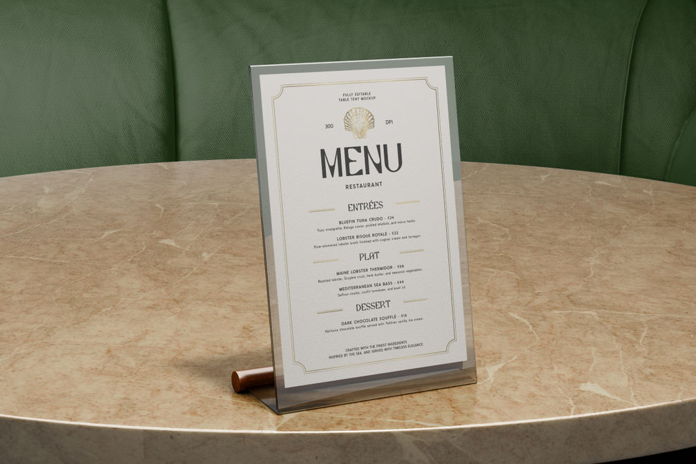 Tabletop Stand Menu Mockup For Restaurant Preview 1