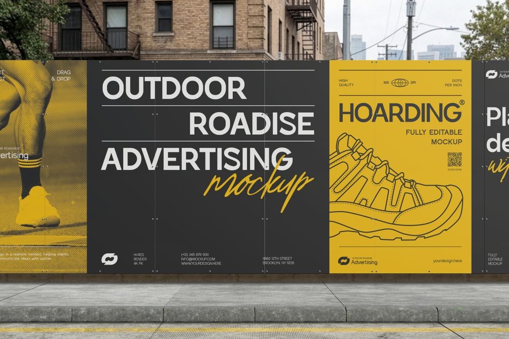 Urban Hoarding Roadside Advertising Mockup For Ads Preview 1
