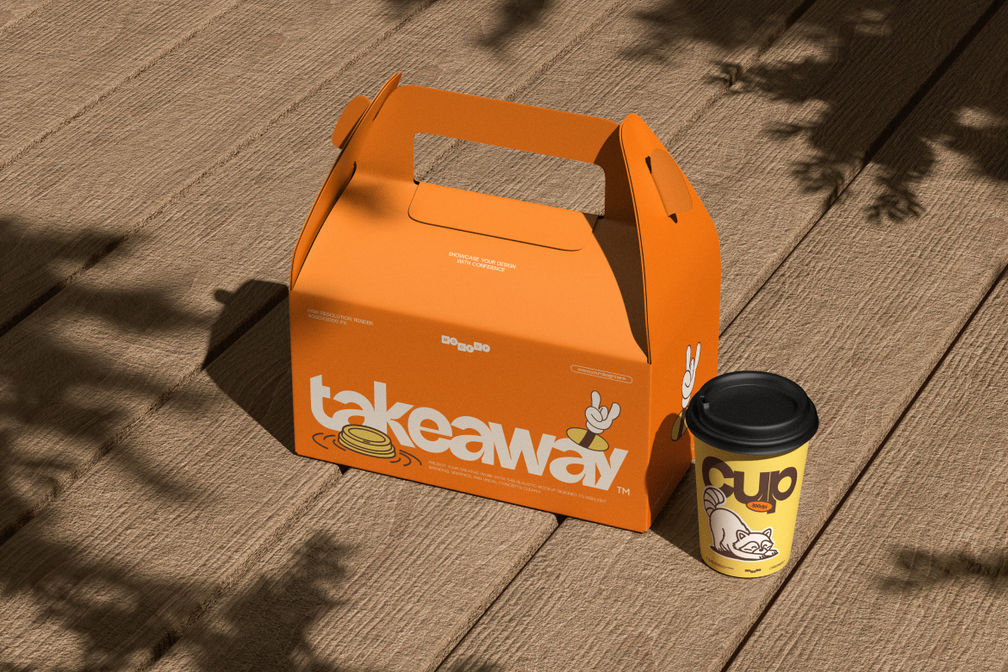 Gable Box And Cup Packaging Mockup For Food Brands Preview 3