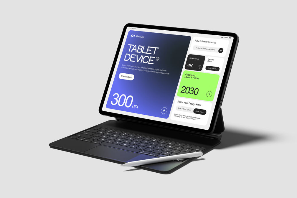 Ipad Tablet With Keyboard Mockup For Device Preview 3