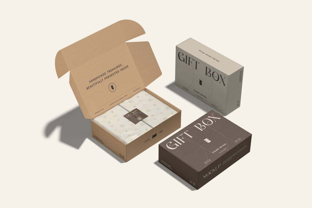 Kraft Gift Box Packaging Mockup For Branding Preview 1