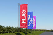 Outdoor Vertical Flag Banner Mockup For Event Preview 2