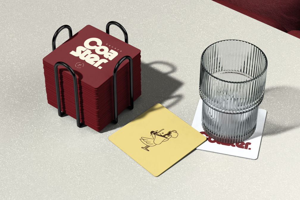 Square Mug Coaster Mockup For Cafe Branding Preview 1