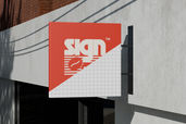 Square Outdoor Sign Board Mockup For Advertising Preview 1