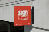 Square Outdoor Sign Board Mockup For Advertising Preview 2