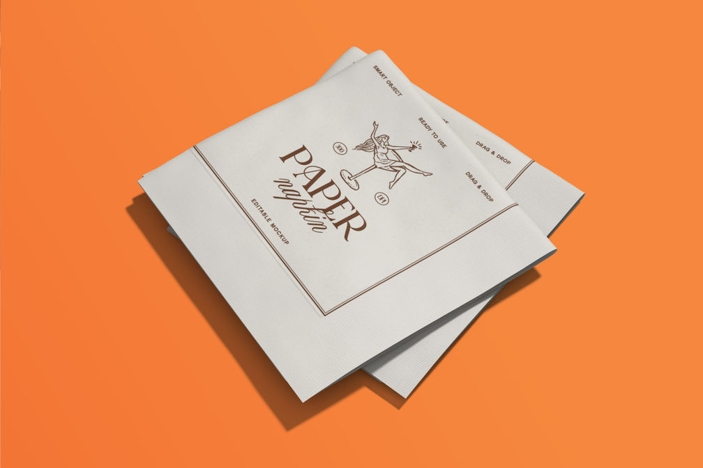 Square Paper Napkin Mockup For Cafe Branding Preview 1
