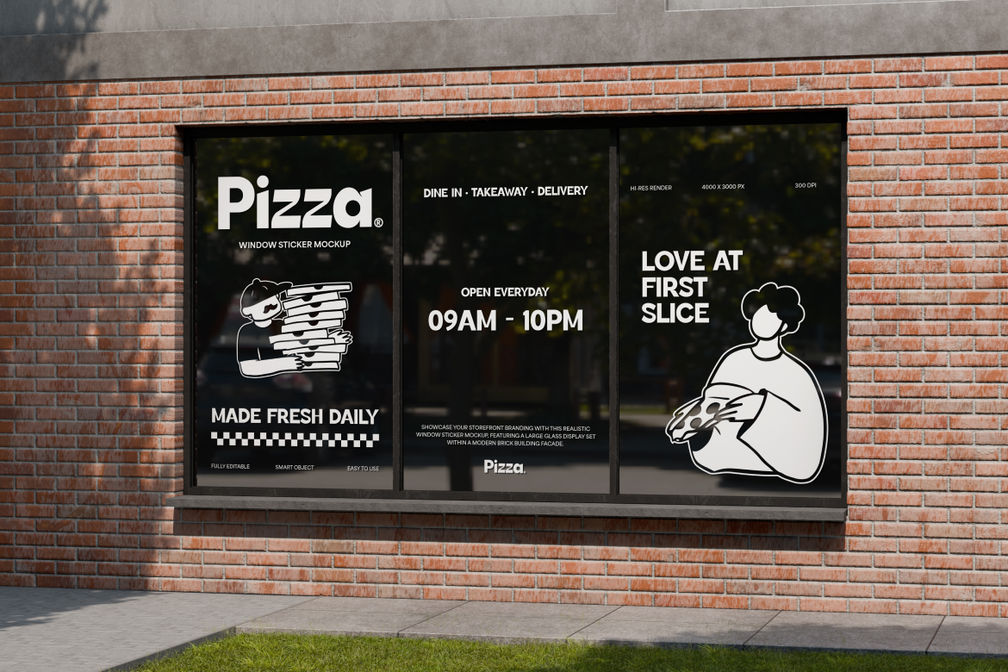 Storefront Window Sticker Mockup For Restaurant Preview 1