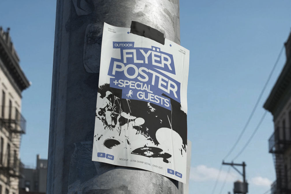 Street Pole Outdoor Flyer Poster Mockup For Events Preview 3