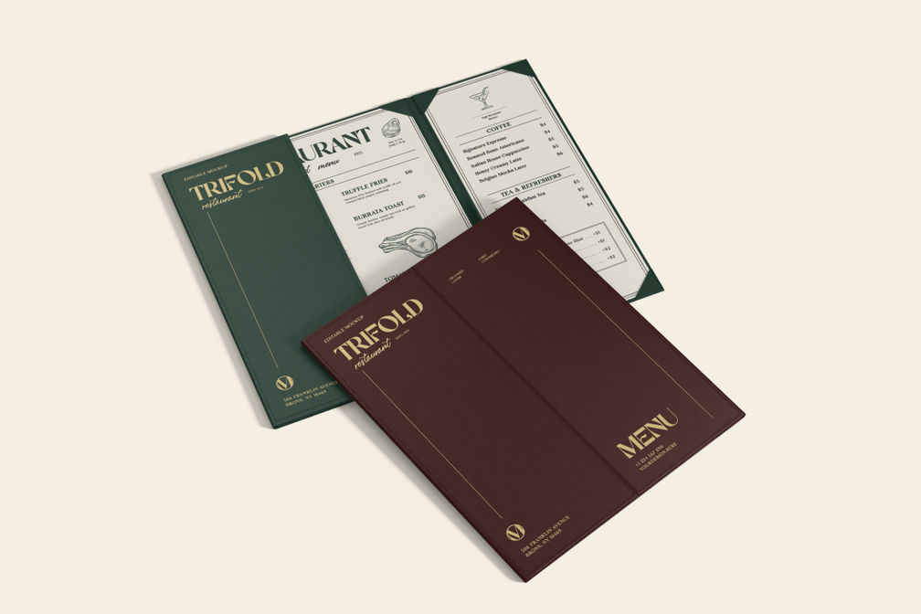 Trifold Restaurant Menu Mockup For Branding Preview 3