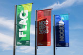 Vertical Outdoor Flag Banner Mockup For Event Preview 1