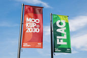 Vertical Outdoor Flag Banner Mockup For Event Preview 2