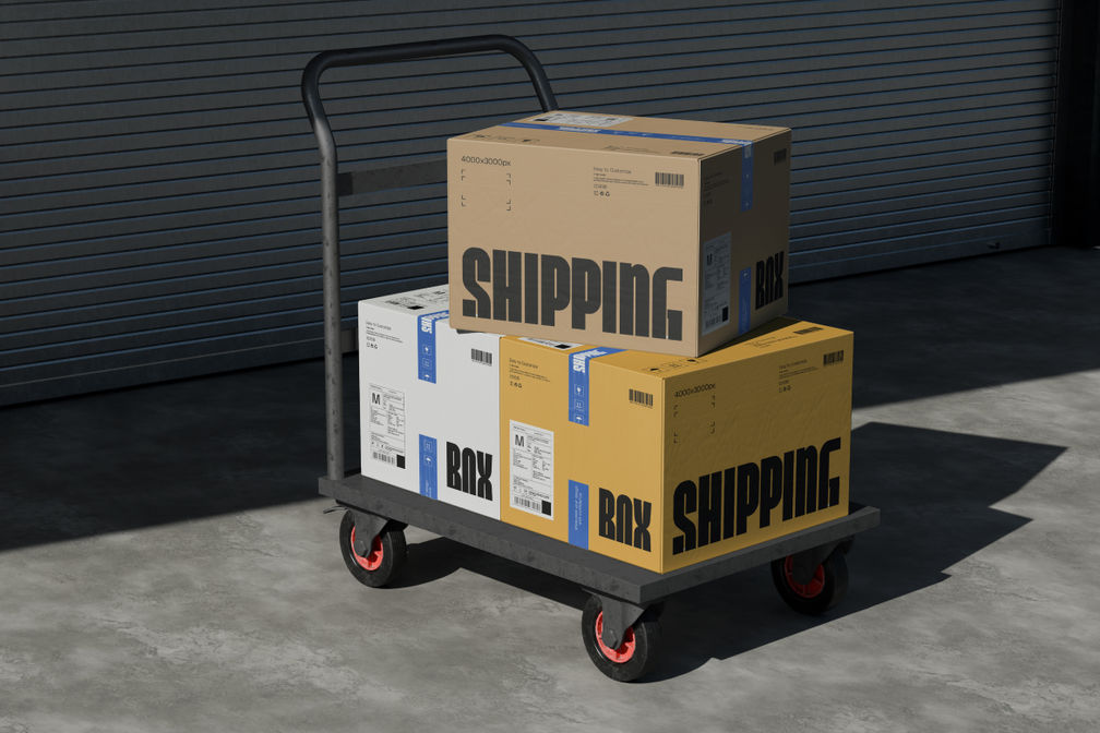 Warehouse Cart Shipping Box Mockup For Logistics Preview 1