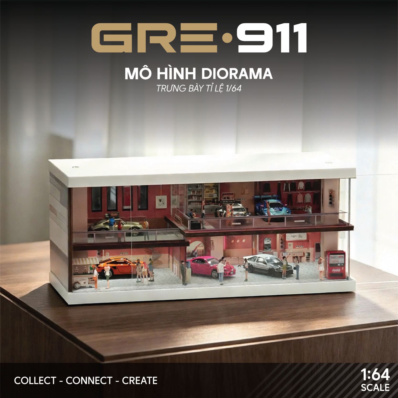Mo Hinh Trung Bay Cafe Hai Tang 1:64 Pink Zone Coffee