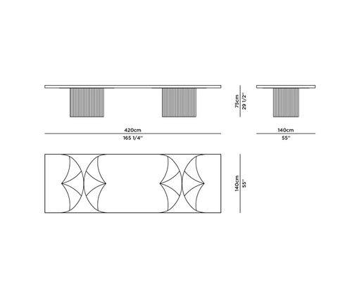 Technical details - Biloba Dining Table, Marble
