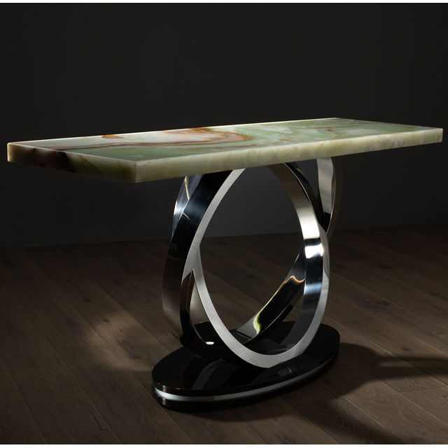 Armilar Console Table, Green Onyx