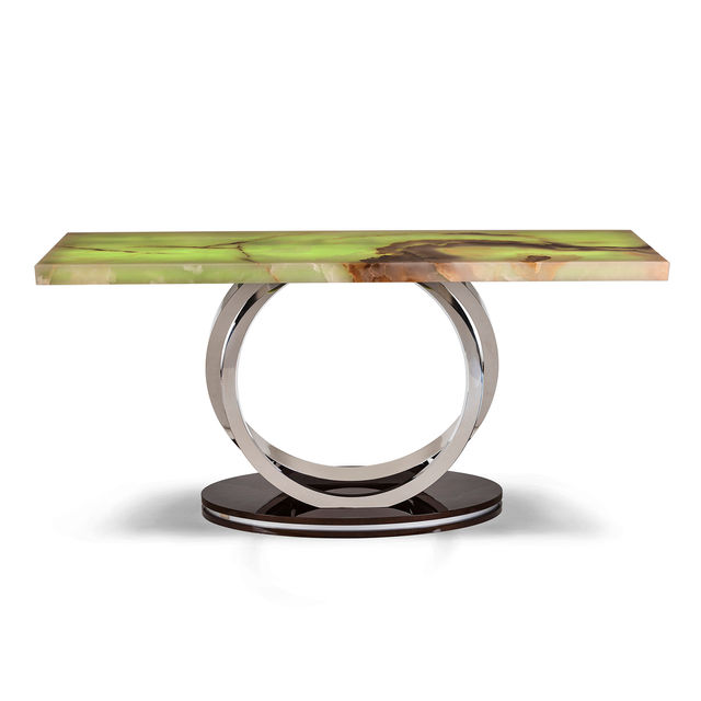 Armilar Console Table, Green Onyx