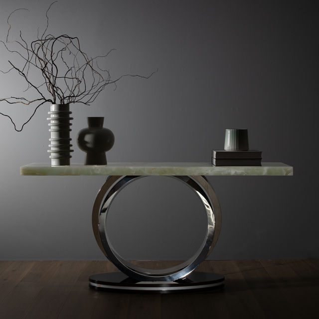 Armilar Console Table, Green Onyx