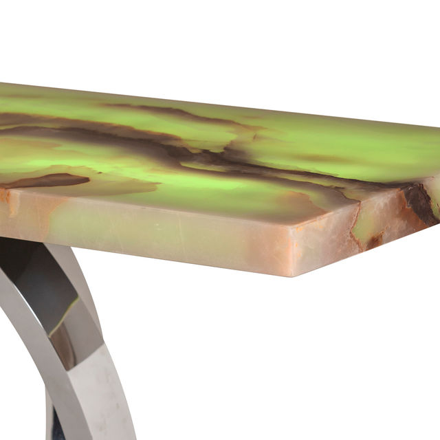 Armilar Console Table, Green Onyx