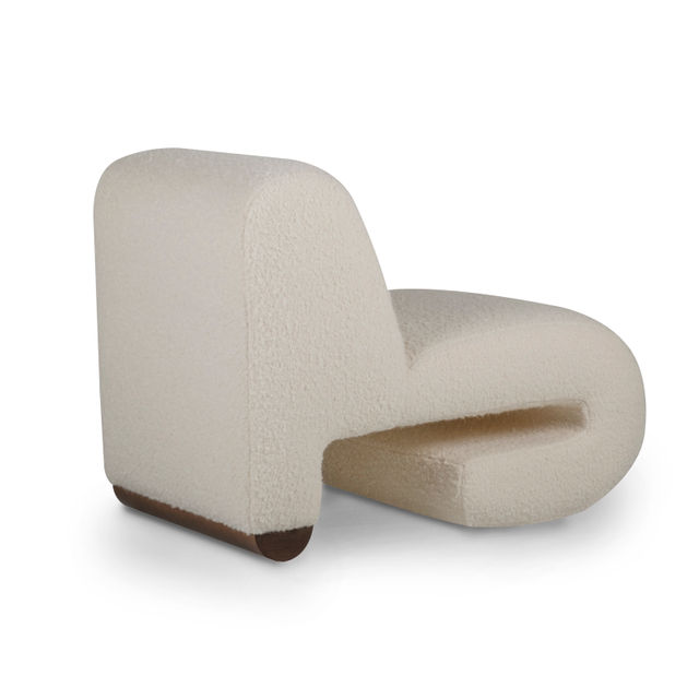 T50 Lounge Chair, White Wool Bouclé