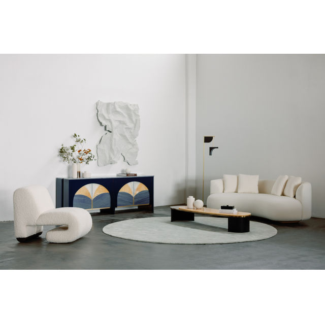 T50 Lounge Chair, White Wool Bouclé