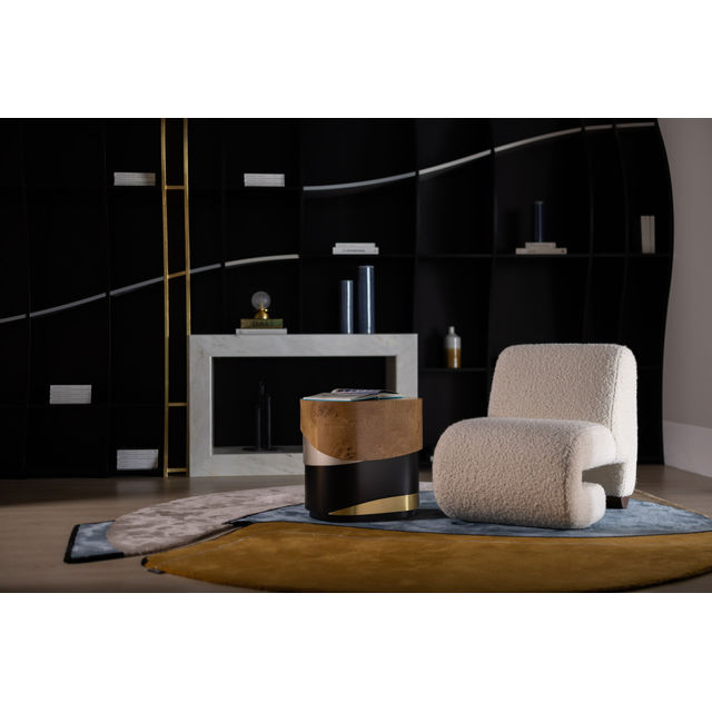 T50 Lounge Chair, White Wool Bouclé
