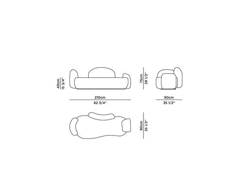 Technical details - Unfinished Curved Sofa