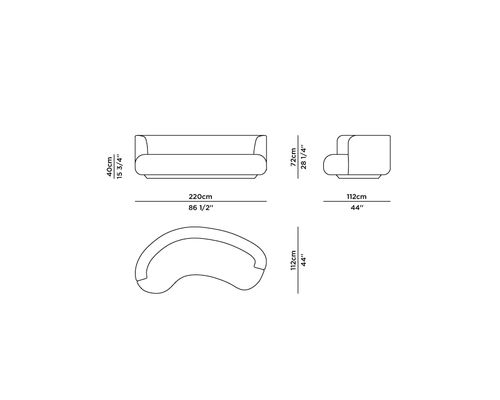 Technical details - Twins Curved Sofa, Beige Bouclé