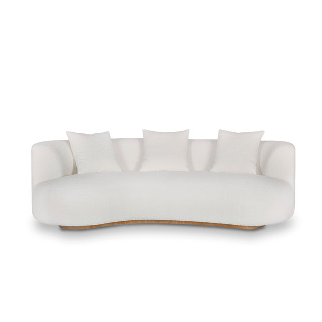 Twins Curved Sofa, Beige Bouclé