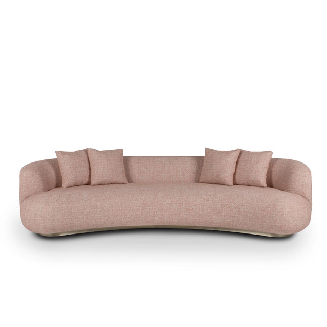 Twins Curved Sofa, Terracota Jacquard