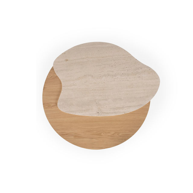 Bordeira Modern Coffee Table, Travertine Marble