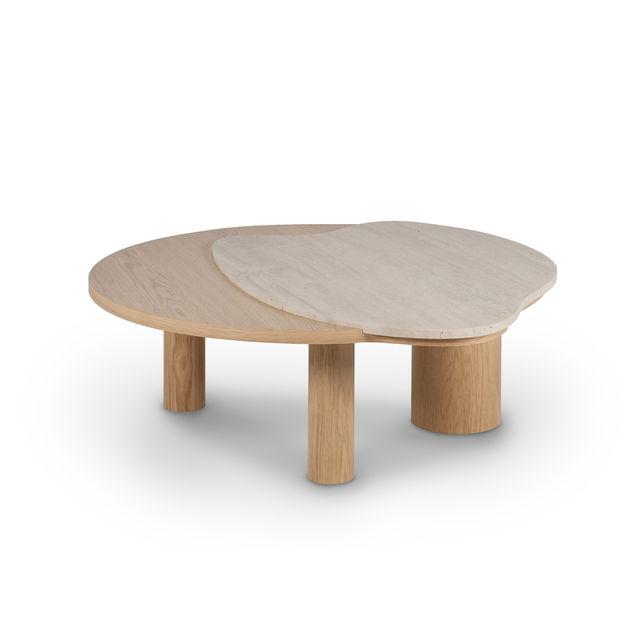 Bordeira Modern Coffee Table, Travertine Marble