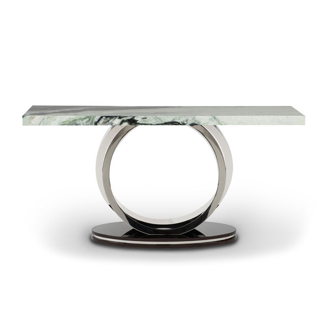 Armilar Console Table, Green Primavera Marble