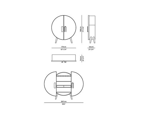 Technical details - Bongó Bar Cabinet, Sahara Marble