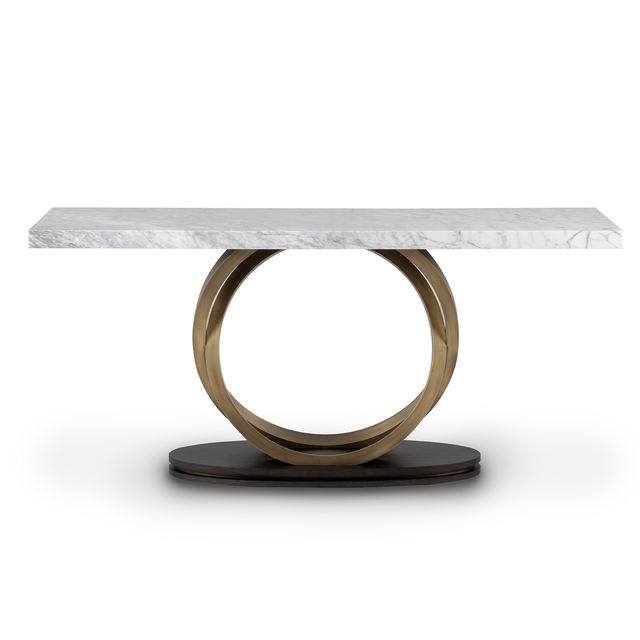 Armilar Console Table, Carrara Marble
