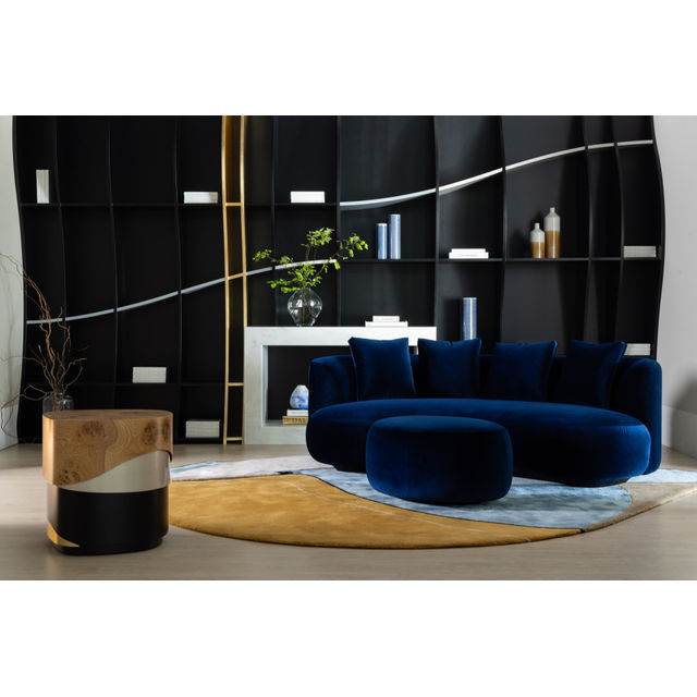 Twins Curved Sofa, Dark Blue Velvet