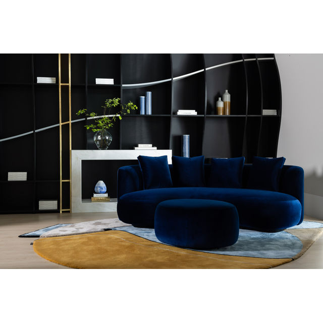 Twins Curved Sofa, Dark Blue Velvet