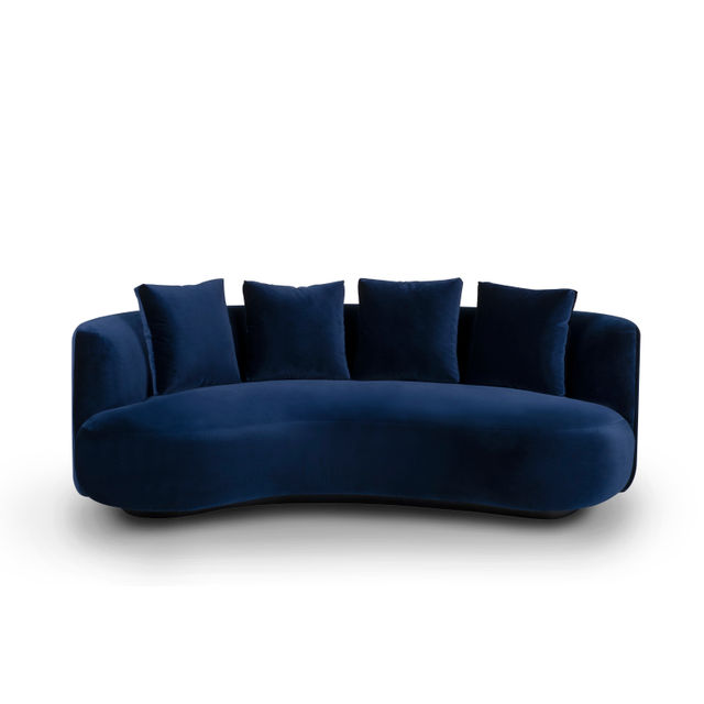 Twins Curved Sofa, Dark Blue Velvet